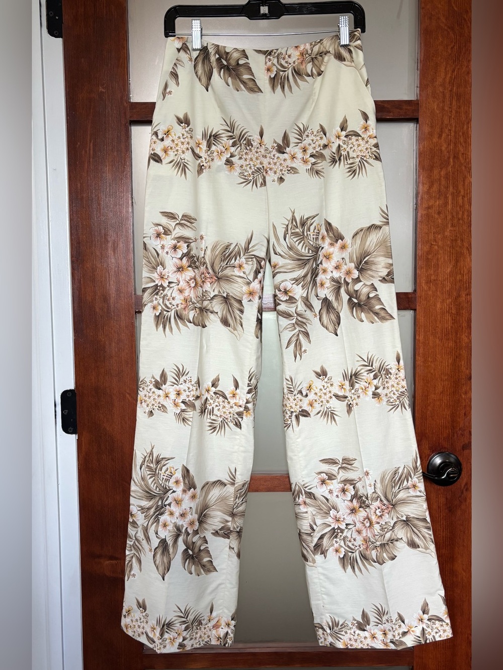 Twin-Set Cream Floral Wide-Leg Pants